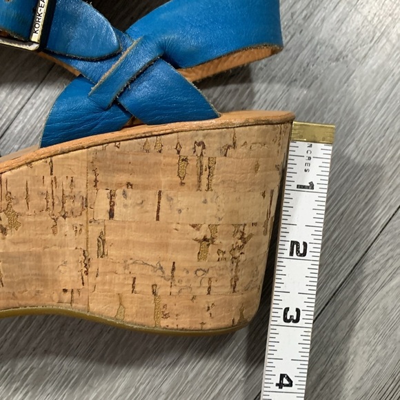 Kork-Ease Turquoise Blue Leather Crossover Slingback Cork Wedge Sandals size 6 - Picture 8 of 12